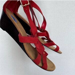 Ralph Lauren Lydia wedge 7.5 brand new red sandal shoe heel.